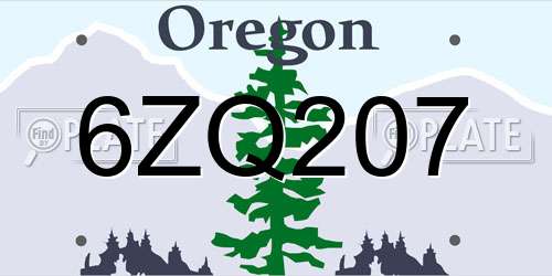 6ZQ207 Oregon License Plate