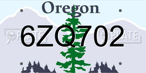 6ZQ702 Oregon License Plate