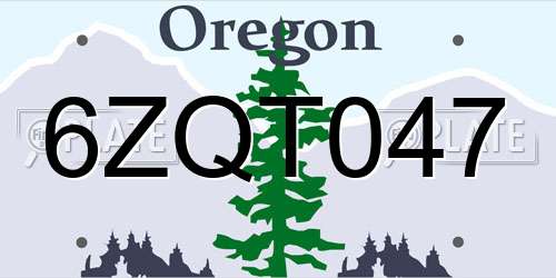 6ZQT047 Oregon License Plate