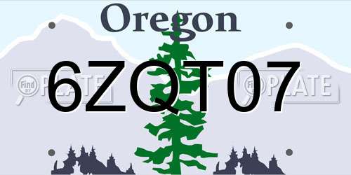 6ZQT07 Oregon License Plate