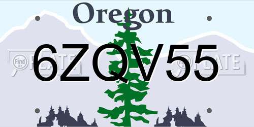 6ZQV55 Oregon License Plate