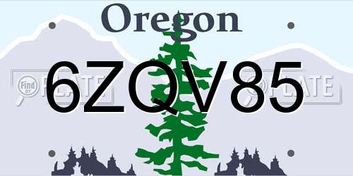 6ZQV85 Oregon License Plate
