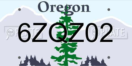 6ZQZ02 Oregon License Plate
