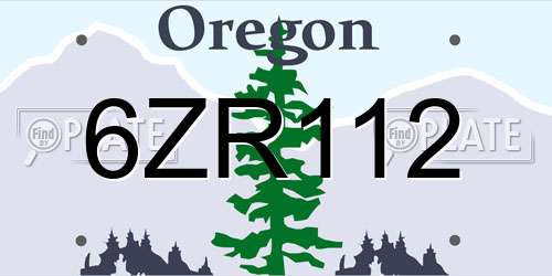 6ZR112 Oregon License Plate
