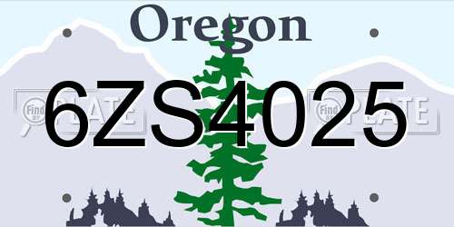 6ZS4025 Oregon License Plate