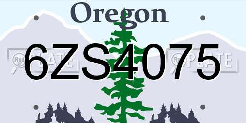 6ZS4075 Oregon License Plate