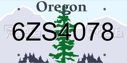 6ZS4078 Oregon License Plate