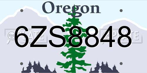 6ZS8848 Oregon License Plate