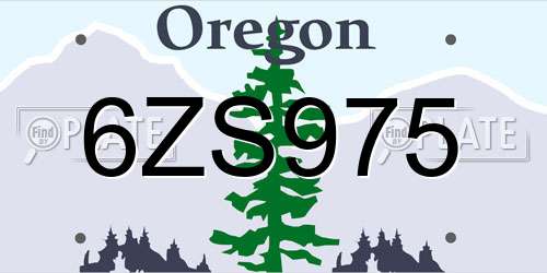 6ZS975 Oregon License Plate