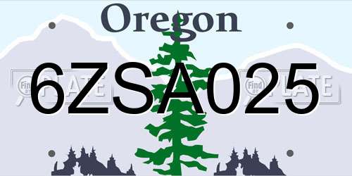 6ZSA025 Oregon License Plate