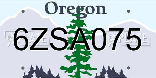 6ZSA075 Oregon License Plate
