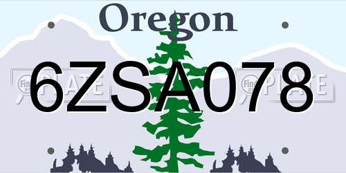 6ZSA078 Oregon License Plate