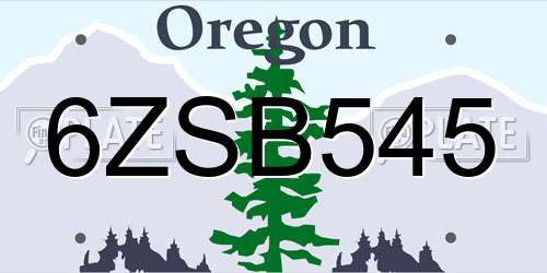6ZSB545 Oregon License Plate