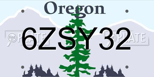 6ZSY32 Oregon License Plate