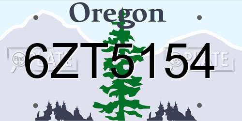 6ZT5154 Oregon License Plate