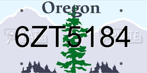 6ZT5184 Oregon License Plate