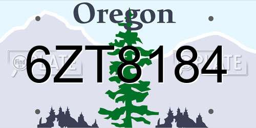 6ZT8184 Oregon License Plate