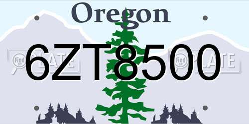 6ZT8500 Oregon License Plate