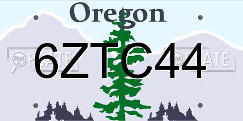 6ZTC44 Oregon License Plate