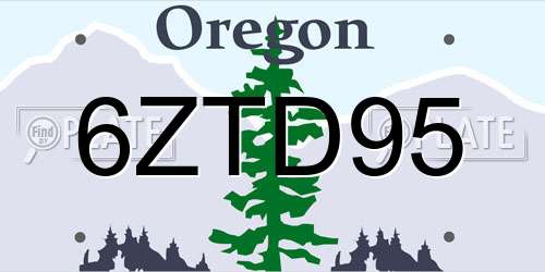 6ZTD95 Oregon License Plate