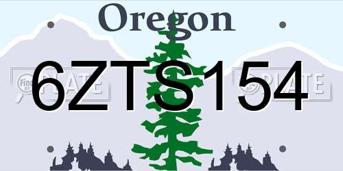 6ZTS154 Oregon License Plate