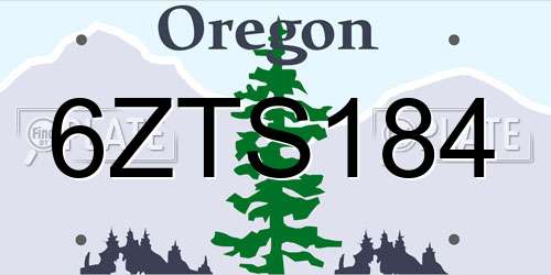 6ZTS184 Oregon License Plate