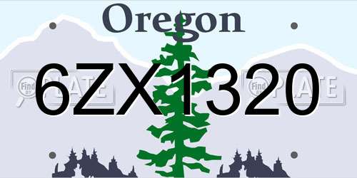 6ZX1320 Oregon License Plate
