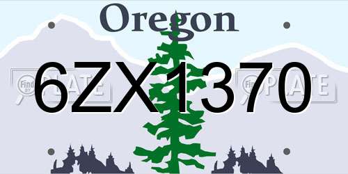 6ZX1370 Oregon License Plate