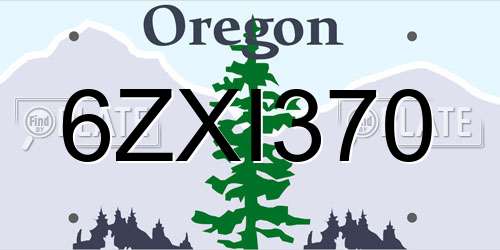 6ZXI370 Oregon License Plate