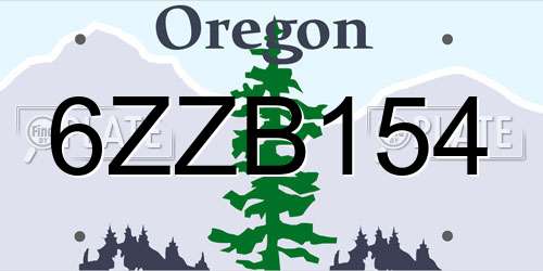 6ZZB154 Oregon License Plate