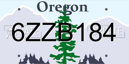 6ZZB184 Oregon License Plate