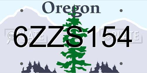 6ZZS154 Oregon License Plate