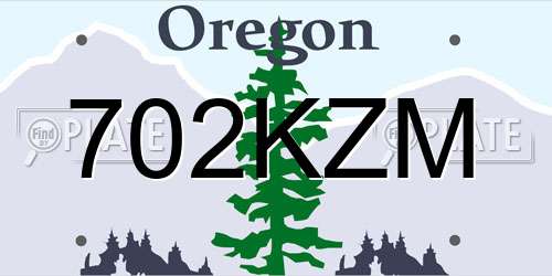 702KZM Oregon License Plate