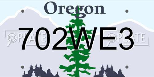 702WE3 Oregon License Plate