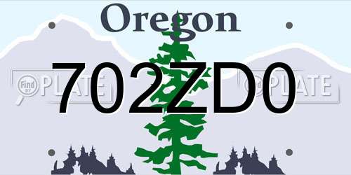 702ZD0 Oregon License Plate