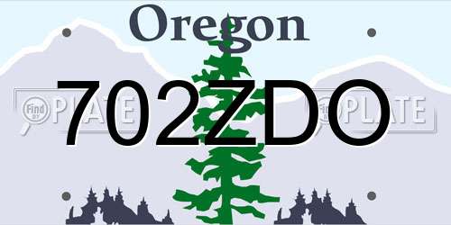702ZDO Oregon License Plate