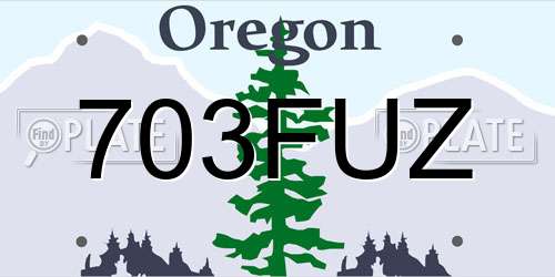 703FUZ Oregon License Plate