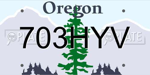 703HYV Oregon License Plate