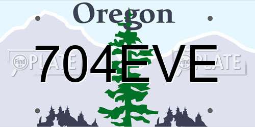 704EVE Oregon License Plate