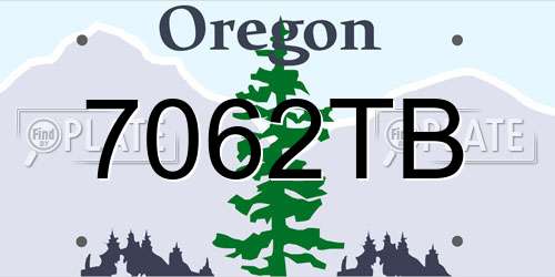 7062TB Oregon License Plate