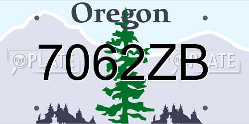 7062ZB Oregon License Plate