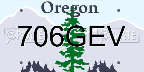 706GEV Oregon License Plate