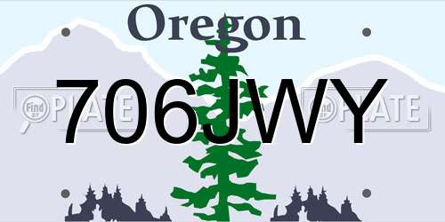 706JWY Oregon License Plate