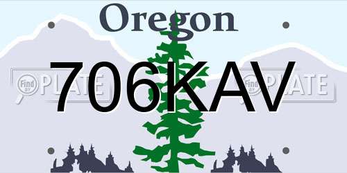 706KAV Oregon License Plate