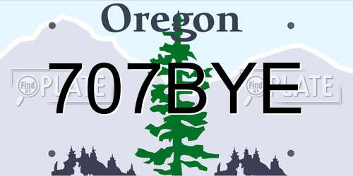 707BYE Oregon License Plate