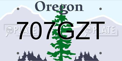 707GZT Oregon License Plate