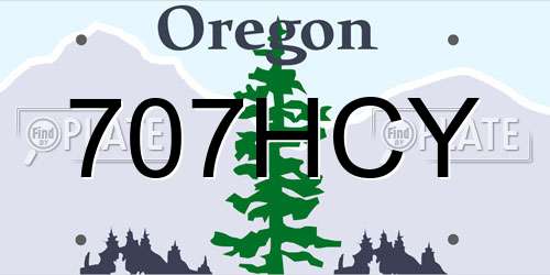 707HCY Oregon License Plate