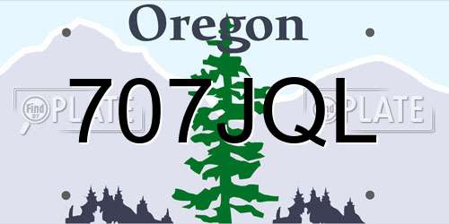 707JQL Oregon License Plate