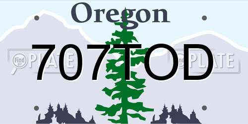 707TOD Oregon License Plate