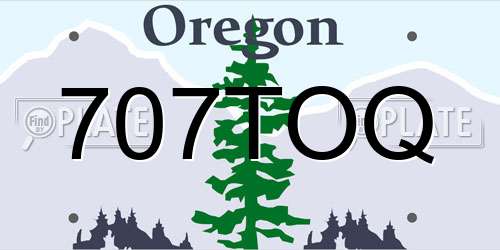 707TOQ Oregon License Plate